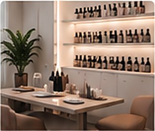 Nail studio table with polish shelves