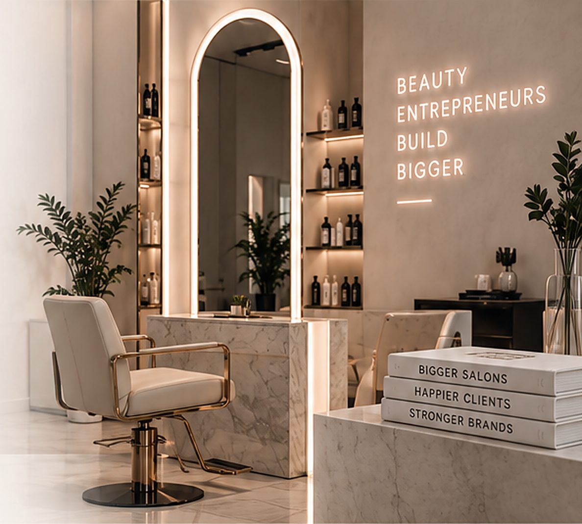 Interior de salón con sillones y espejos